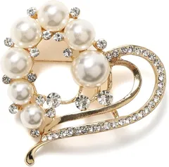 TIGLOSS ティグロス ブローチ コサージュ パール 卒業式 入学式 セレモニー ゴールド フォーマル ジャケット スーツ ギフト 結婚式 お呼ばれ ドレス パーティー ピン おしゃれ 5種 専用BOX付(ラブリーハート)