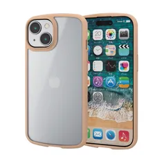 エレコム iPhone15 ケース TOUGH SLIM LITE 半透明 耐衝撃 衝撃吸収 薄型 軽量 指紋防止 ストラップシート付き ストラップホール付き カフェオレ PM-A23ATSLFCSBE [カフェオレ] [1)ケース単体]