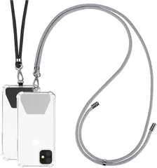 新品 [COCASES] 携帯ネックストラップ スマホ ショルダーストラップ 長さ可調節 肩から斜め掛け可能 紛失/落下防止 軽量 スマホ/鍵/カメラに対応 (ブラック+グレー 2本)