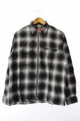 シュプリーム SUPREME 22AW Shadow Plaid Flannel Zip Up Shirt 刺繍 ロゴ シャドウ フランネル ジップアップ 長袖シャツ S 黒 ブラック ブランド古着ベクトル 中古 ☆AA★ 250420 のサムネイル