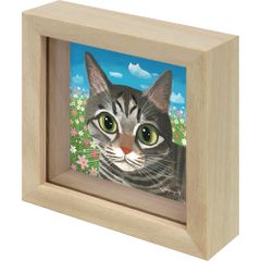 絵画 糸井忠晴 ミニミニボックスフレーム「フラワー」 かわいい 猫の絵 アートフレーム 額入り 小さい絵 キャット 壁掛け 卓上 インテリア プレゼント ギフト Cat リビング 玄関 子ども部屋 贈り物 Sサイズ