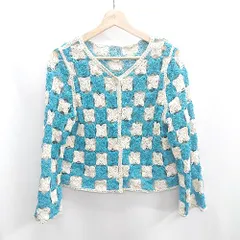 ◇ ⊂ ems<!-利用不可文字-!>excite エムズエキサイト 綿混合 長袖 カーディガン サイズF ブルー系 レディース E  【1410100037391】