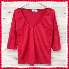 F0046 ミッシェルクラン Michel Klein ブラウス 長袖 (38) 無地 レッド