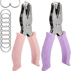 SPEEDWOX 穴あけパンチ 1穴 開けパンチ 金属ホールプライヤー 金属ペーパー 手持ち 丸型 ハンドメイド シングル 事務用品 オフィス用品 ルーズリーフ DIY用具 携帯便利 最大8枚まで(ピンク ＆ パープル,  直径3mm 6mm)