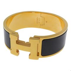 エルメス HERMES クリッククラックGM バングル GP ブラック ゴールド 中古 新入荷 HE1041