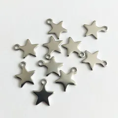 メタルチャーム 星型 10個入 シルバー [№ 118S] ステンレス スター シンプル プレート 貼り付け アクセサリー ハンドメイド資材 パーツ屋