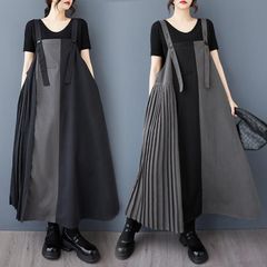モード系   大きいサイズ プリーツ　サロペット　個性派  ワンピース　レディース 春夏　 新品