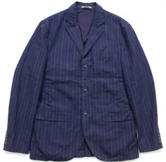 00s RUGBY ラルフローレン ストライプ 3つボタン コットン テーラードジャケット 紺 M★ブレザー オールド マルチ ピン