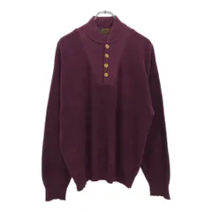 70年代 Eddie Bauer エディーバウアー ヘンリーネック コットンセーター アウトドア ワインレッド(メンズ L)中古 古着 U4931