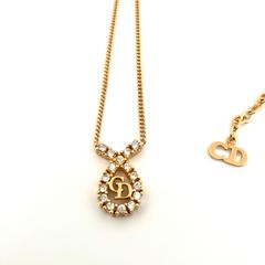 【鑑定済み】正規品 クリスチャン ディオール Christian Dior ネックレス CDロゴ ゴールドカラー GP ブランド アクセサリー