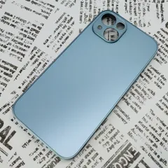iPhone 14 ガラス背面シリコンケース (25)スカイブルー