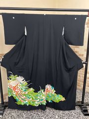 貸衣装処分品　留袖　 正絹留袖一式 　素敵な大菊 花葉が大胆