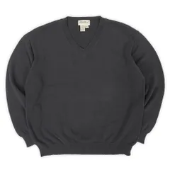 エディーバウアー Eddie Bauer 90s 90年代 Vネック コットンニット 白タグ 薄手 無地 シンプル USA ヴィンテージ アメリカ 古着 メンズ ニット・セーター ブラック / 黒 L【中古】