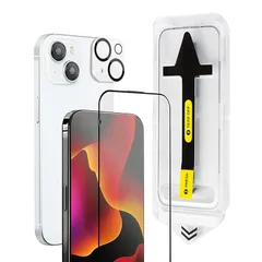 日本メーカーiPhone15Plusプレミアムガラスフィルム レギュラー アイフォン用ガラスフィルム スマホ守るカメラ保護フィルム付