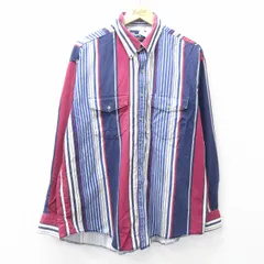 XL/古着 ラングラー 長袖 ウエスタン シャツ メンズ 00s 大きいサイズ 紺他 ネイビー ストライプ 25sep18 中古 トップス