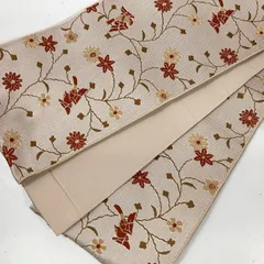 未使用新品】百華 花柄刺繍 半幅帯 クリーム色 2025年最新】花