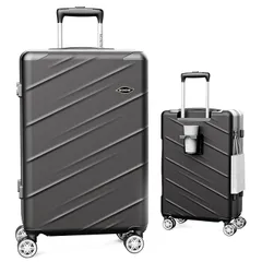 [MONOMI] スーツケース 機内持ち込み キャリーケース ドリンクホルダー付き ストッパー付き キャリーバッグ 大型 軽量 sサイズ 2泊3日 ケース キャリー 大容量 luggage suitcase ファスナータイプ 静音 ダブルキャスター TSA 1