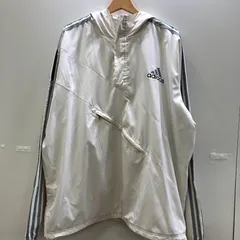 00's adidas 00年代 アディダス 長袖 ハーフジップ アノラック プルオーバー ナイロンジャケット ウインドブレーカー ライトアウター ドローコード オーバーサイズ ビッグサイズ インドネシア製 XLサイズ ホワイト