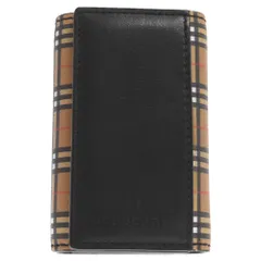 BURBERRY (バーバリー) チェック柄 6連 レザーキーケース ブラックのサムネイル