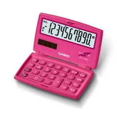 【特価セール】カシオ カラフル電卓 ビビッドピンク 10桁 折りたたみ手帳タイプ SL-C100C-RD-N