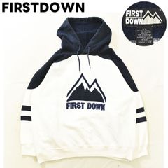 ファーストダウン FIRST DOWN 刺繍ロゴ入り パーカー M 白x紺 - メルカリ