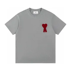 AMI PARIS/オーガニックコットンジャージー Ami de Coeur Tシャツ 新品未使用 ユニセックス 半袖 グレー/レッド
