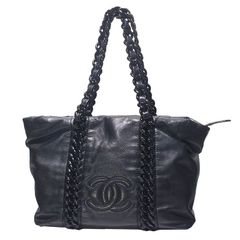 シャネル CHANEL ラグジュアリーライン ココマーク トートバッグ ブラック レザー