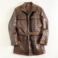3L14 Timberland ティンバーランド レザーコート M ブラウン ベルト付き SLIM FIT ロゴプレート アウター 羽織 上着のサムネイル