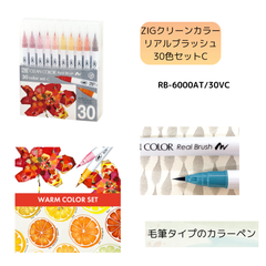 【呉竹】ZIGクリーンカラーリアルブラッシュ 30色セットC  (RB-6000AT/30VC) アート イラスト 毛筆 レタリング マーカー デザイン 美術 手帳 kuretake 淡い色 柔らかい色 漫画