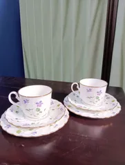 ノリタケ　バイオレットドリーム　トリオ大皿、カップ&ソーサー ノリタケ バイオレットドリーム トリオ大皿 カップ-ソーサー