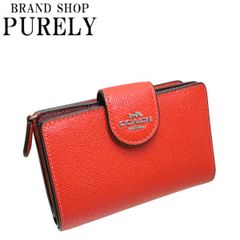 コーチ 財布 レディース COACH 折り財布 クロスグレイン レザー ミディアム コーナー ジップ ウォレット 6390 SVRCK ブライトポピー