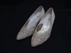 ■美品■ LANVIN ランバン レザー×キャンバス パンプス ヒール 表記サイズ5 (約22.0cm) 靴 シューズ アイボリー系 DG5008のサムネイル