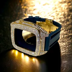 0★applewatchバンド　ステンレス　カバー　キラキラ　ラバーベルト　アップルウォッチケース　44mm45mm 45678se メンズレディース