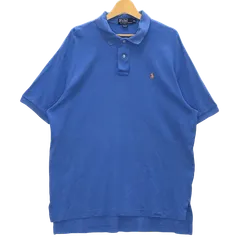 90's vintage Polo by Ralph Lauren ポロバイラルフローレン ポニー刺繡 半袖 ポロシャツ ワンポイント刺繍 オーバーサイズ ビッグサイズ スリランカ製 XLサイズ ブルー