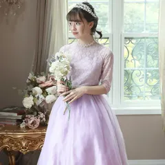 【ライラック】デコルテシースルーレーススリーブドレス YUP12 《メール便優先商品》 キッズ キャサリンコテージ