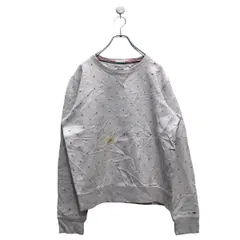 TOMMY HILFIGER ロゴ スウェット トレーナー Mトミーヒルフィガー ホワイト 総柄 裏起毛 古着卸 アメリカ仕入 a603-6686
