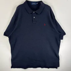 古着 ポロ・ラルフローレン POLO RALPH LAUREN 半袖 ポロシャツ ワンポイント ロゴ 刺繍 2ボタン 大きいサイズ XXL  ネイビー系 無地 メンズ