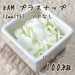 KAM　プラスナップ12mm　アイボリー　100組　ツヤなし　スナップボタン　T5　プラスナップ