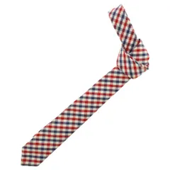 THOM BROWNE (トムブラウン) ウール×コットン ギンガムチェック柄ネクタイ ホワイト/レッド/ネイビーのサムネイル