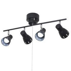 共同照明 シーリングライト 4灯 スポットライト LED対応 E26 照明器具 天井 GT-DJ-I-SD4B ブラック 北欧 角度調節可 プルスイッチ付 天井照明 折り畳み可 モダン おしゃれ 寝室 リビング照明【電球別売】 0