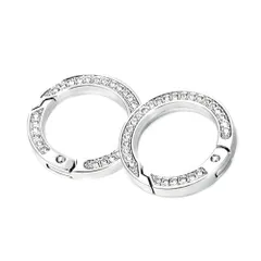 【在庫処分】DIY ハンドメイド 手作り アクセサリー シルバー リングクラスプ クラスプ キーホルダー カラビナ カラビナ キラキラキーリング 丸型カバン飾り 2個 丸型 [サムコス]