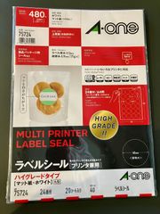 A-one 75724　丸型 ラベルシール 【プリンター兼用】