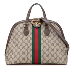 グッチ オフィディア GGスプリーム ハンドバッグ ショルダーバッグ 2WAY 524533 ベージュ ブラウン PVC レザー レディース GUCCI【228-32121】