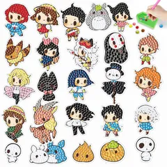 【人気商品】DIY子供用ダイヤモンドペインティングステッカーセット楽しいDIYダイヤモンドアートステッカー子供用アートステッカーDIYクリエイティブダイヤモンドステッカー子供大人初心者絶妙なギフト（アニメシリーズダイヤモンドアートステッカータイプD） 5D