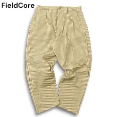 未使用★ FieldCore フィールドコア ワークマン ストレッチ 裏起毛 ストライプ ワーク ワイド イージー パンツ Sz.LL メンズ
