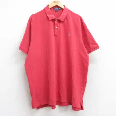 XL/古着 ラルフローレン 半袖 ブランド ポロ シャツ メンズ ワンポイントロゴ 鹿の子 大きいサイズ ロング丈 コットン 赤 レッド 25aug26 