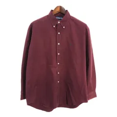 Polo by Ralph Lauren ポロ ラルフローレン BLAKE ボタンダウン 長袖シャツ ワンポイントロゴ ワインレッド (メンズ L) 中古 古着 S3704