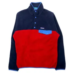patagonia シンチラ スナップT ハーフスナップ プルオーバー フリースジャケット XS ネイビー レッド バイカラー ポリエステル 25580FA16