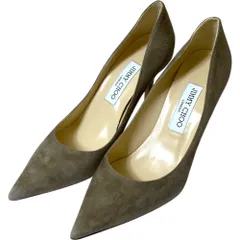 新品同様 JIMMY CHOO ジミーチュウ AGNES スウェードレザー ポインテッドトゥパンプス 37.5 約24.5cm相当 グレー レディース 古着 中古 USED