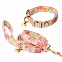 新品 犬 首輪 リードセット 小型犬 中型犬 大型犬 犬のリード首輪 おしゃれ 100%棉 防水性 かわいい 軽い 犬用リード セット 犬の首輪 調節可能 簡単脱着式 100%棉 ソフト 痛くない ペット用品 ノウゼンカズラ XSサイズ